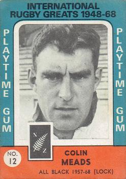 1968 Playtime Gum International Rugby Greats 1948-68 #12 Colin Meads Front